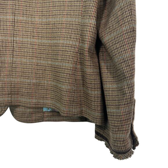 J. Jill Tweed Houndstooth Velvet Trim Brown Preppy Academia Blazer Jacket Sz 10 - Picture 13 of 16